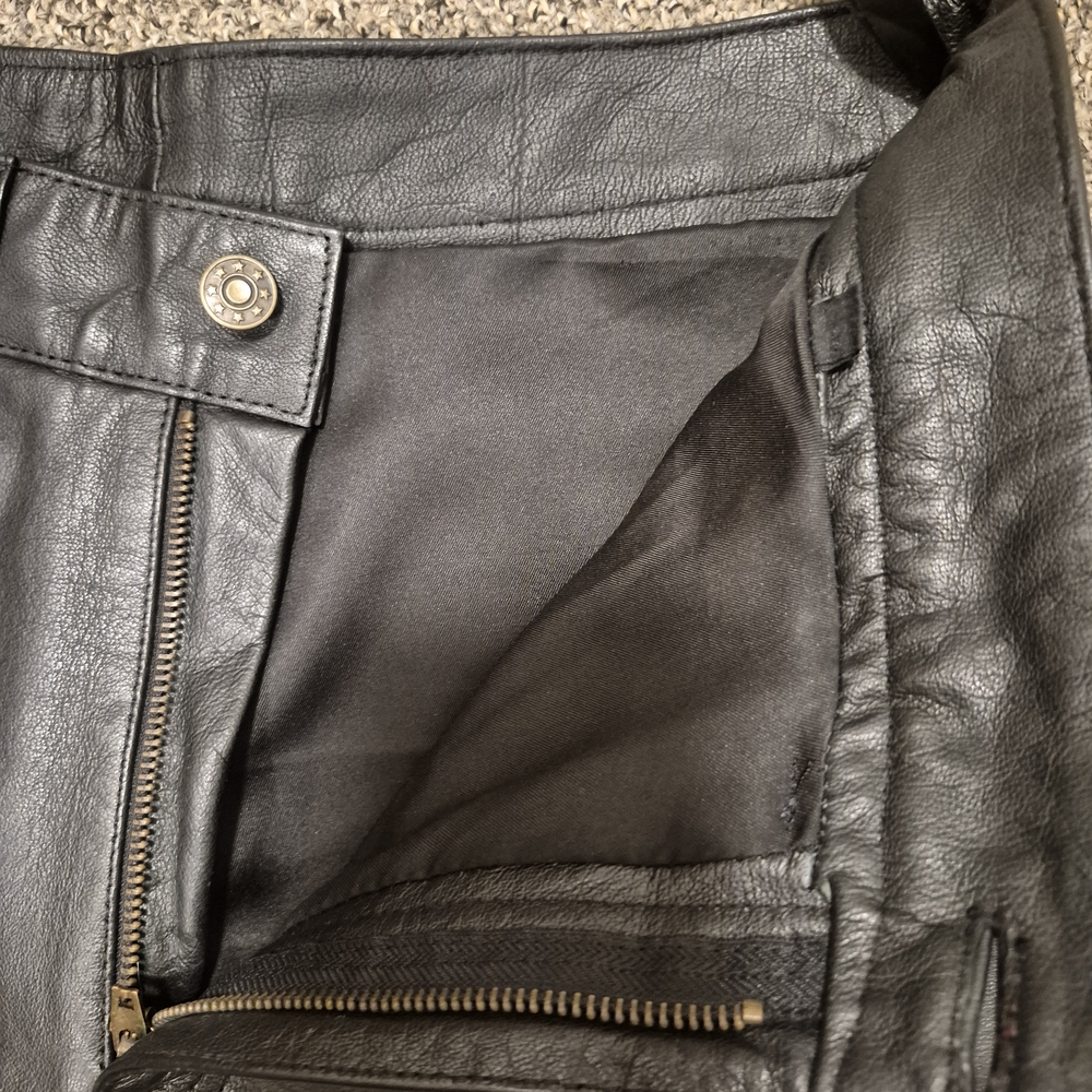 Black and Blue Leather Pants - Picture 7 of 16
